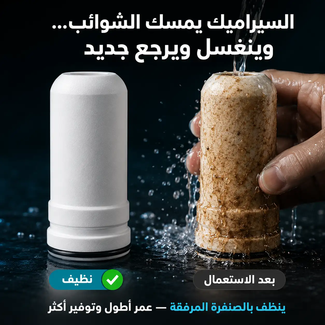 السيراميك يمسك الشوائب وينغسل ويرجع جديد